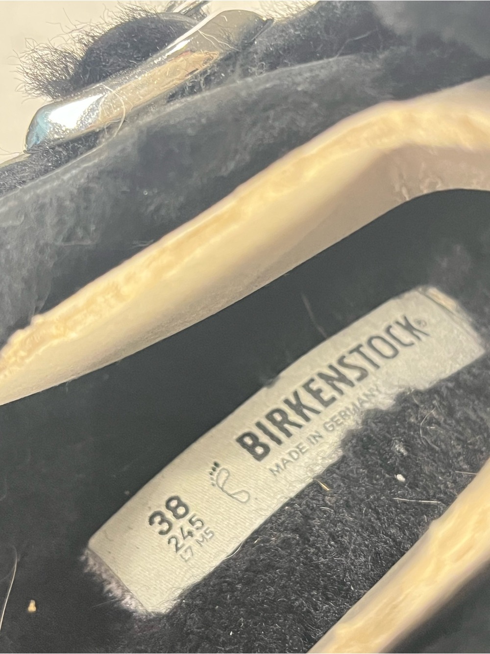 Birkenstock Tokio Shearling Clog with Silver Buckle and black oiled leather - Picture 4 of 9